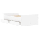 Bed Frame White Engineered Wood Single Bed Frame Rectangular 3207378