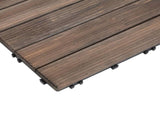 27 Pcs Solid Wood Interlocking Decking Tiles For Patio, Balcony, Roof Terrace, Hot Tub, Black, T3398P320027