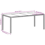 Garden Table with Glass Top White 190x90x75 cm Poly Rattan 368129