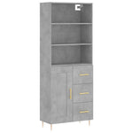 Highboard Concrete Grey 69.5x34x180 cm Engineered Wood 3190009