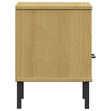 ZNTS Bedside Cabinet with Metal Legs Brown Solid Wood Pine OSLO 350970