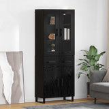 Highboard with Drawer 2 pcs Black Oak Engineered Wood and Glass 3416089