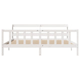 Bed Frame without Mattress White 200x200 cm Solid Wood Pine 3306589