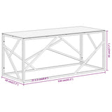 Coffee Table Silver Stainless Steel and Tempered Glass 349939