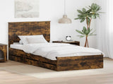 Bed Frame with Drawer Smoked Oak 90 x 190 cm Engineer Wood 3411163