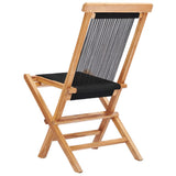Garden Chair Set of 2 Black, Natural Wood Teak wood, Polyester rope 49363