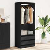 ZNTS Wardrobe Black 80x50x200 cm Engineered Wood 3307748