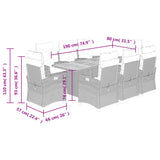 9 Piece Garden Dining Set with Cushions Grey Poly Rattan 3212720
