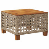 Garden Table Beige 55x55x36 cm Poly Rattan Acacia Wood 365931