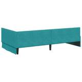 Corner Bed Frame with Headboard Turquoise 90 cm x 190 cm Velvet 42016079