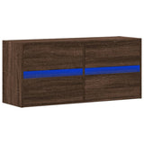 TV Wall Cabinet with LED Lights Brown Oak 100x31x45 cm 852298
