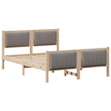 Bed frame Brown and taupe 135 x 190 cm Solid pine wood 878482