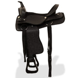Western Saddle. Headstall&Breast Collar Real Leather 15" Black 91352
