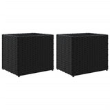 ZNTS Garden Planters 2 pcs Black 36x30x32 cm Poly Rattan 3210531