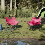 ZNTS Camping Chairs with Pocket Foldable 2 pcs Pink 366554