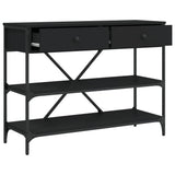 Console Table with Drawers and Shelves Black Engineered Wood 833403