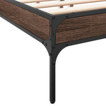 ZNTS Bed Frame Brown Oak 140x200 cm Engineered Wood and Metal 845020