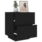 ZNTS Bedside Cabinet with LED Lights Black Engineered Wood 836737