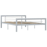 ZNTS Bed Frame without Mattress Grey and White Metal 120x200 cm 284558