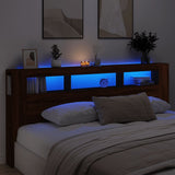 LED Headboard Brown Oak 220x18.5x103.5 cm Engineered Wood 837378