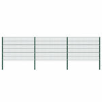 Fence Panel with Posts Iron 522x120 cm Green 278663