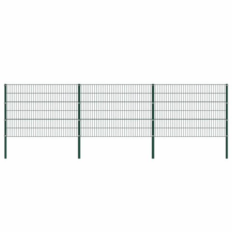 Fence Panel with Posts Iron 522x120 cm Green 278663