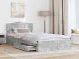 Bed Frame with Drawer Concrete Grey 70 x 190 cm Engineered Wood 3413259
