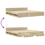 Bed Frame with Drawers without Mattress Sonoma Oak 180x200 cm Super King 3280729
