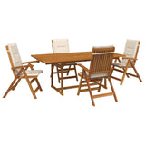 5-Piece Garden Dining Set Natural Solid Acacia Wood 3434494