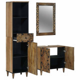Bathroom Furniture Set with Drawer 3 pcs Brown Solid Mango Wood 3310109