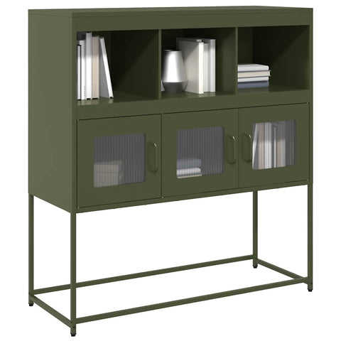 ZNTS Sideboard Olive Green 100.5x39x107 cm Cold-rolled Steel 853420