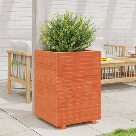 ZNTS Garden Planter Wax Brown 50x50x72.5 cm Solid Wood Pine 3282576