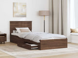 Bed Frame Brown Oak and Silver 75 x 190 cm Engineered Wood 3410964