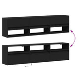 TV Wall Cabinet with LED Black 180x31x45 cm 3307941