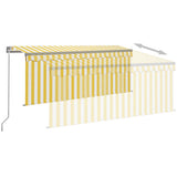Manual Retractable Awning with Blind 3x2.5m Yellow&White 3069378