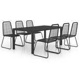 Dining Set Black PVC rattan, powder-coated steel, aluminium, WPC 3060122