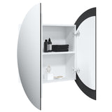 Bathroom Cabinet with Round Mirror&LED White 54x54x17.5 cm 345587