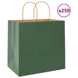 Paper Bags 250 pcs with Handles Green 26x17x25 cm 4101731