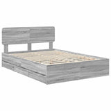 Bed Frame with Drawer Grey Sonoma 140 x 190 cm Engineered Wood 3412190