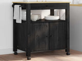 Kitchen Trolley MONZA Black 60 x 40 x 88.5 cm Solid Pine Wood 42027037