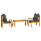 ZNTS 3 Piece Garden Lounge Set with Cushions Solid Wood Acacia 3211808