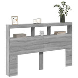 Headboard Cabinet with LED Grey Sonoma 160x17x102 cm 839208