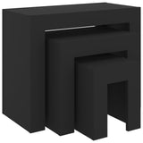 ZNTS Nesting Coffee Tables 3 pcs Black Engineered Wood 808541