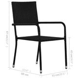 3 Piece Garden Dining Set Black 3068720