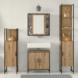 Bathroom Furniture Set with Shelf 4 pcs Brown Engineered wood 3334428