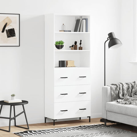 Highboard White 69.5x34x180 cm Engineered Wood 3189381