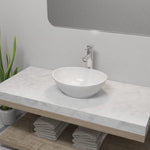 ZNTS Bathroom Basin with Mixer Tap Ceramic Oval White 275497