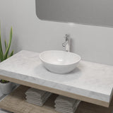 ZNTS Bathroom Basin with Mixer Tap Ceramic Oval White 275497
