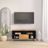 TV Cabinet Brown and Black 100x33.5x46 cm Solid Wood Mango 356799