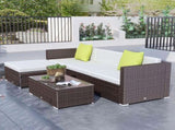 4-Seater Rattan Sofa Set Garden Outdoor Sectional Sofa Coffee Table Combo Patio Furniture-Brown T3398P314680